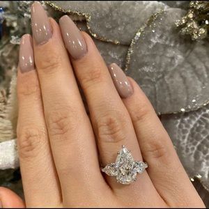 Forever Pear Cut Sterling Silver Moissanite Cocktail Ring, Statement Ring